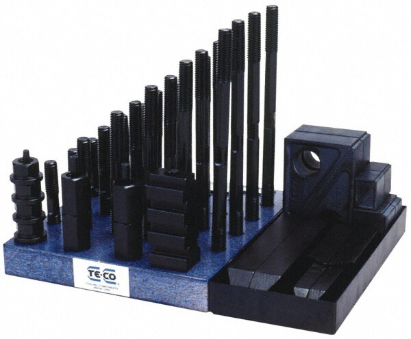 50 Piece Fixturing Step Block & Clamp Set with 1" Step Block, 11/16" T-Slot, 1/2-13 Stud Thread