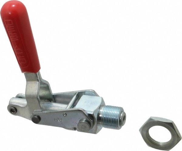 Standard Straight Line Action Clamp: 700 lb Load Capacity, 2.63" Plunger Travel, Mounting Plate Base, Carbon Steel