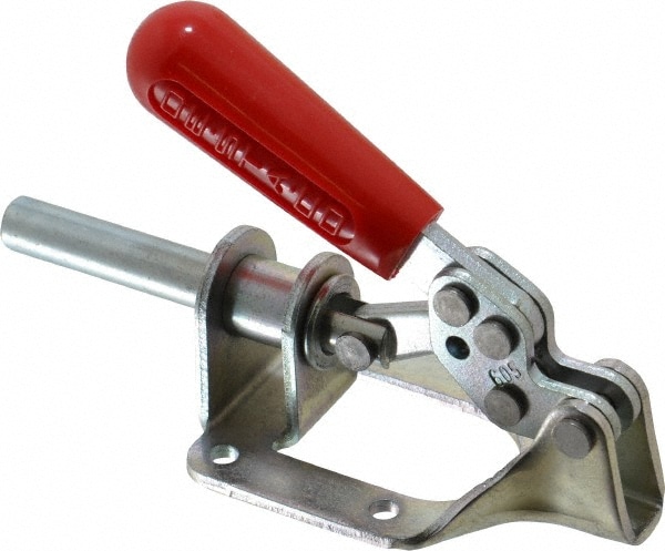 Standard Straight Line Action Clamp: 300 lb Load Capacity, 1.25" Plunger Travel, Flanged Base, Carbon Steel