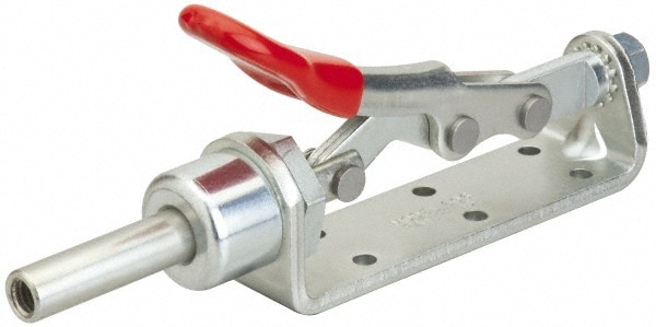 Standard Straight Line Action Clamp: 450 lb Load Capacity, 1.57" Plunger Travel, Flanged Base, Carbon Steel