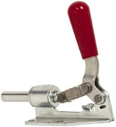 Standard Straight Line Action Clamp: 300 lb Load Capacity, 1.25" Plunger Travel, Flanged Base, Carbon Steel