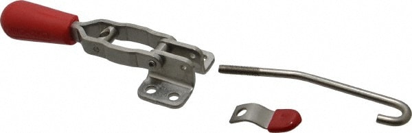 Pull-Action Latch Clamp: Horizontal, 200 lb, J-Hook, Flanged Base