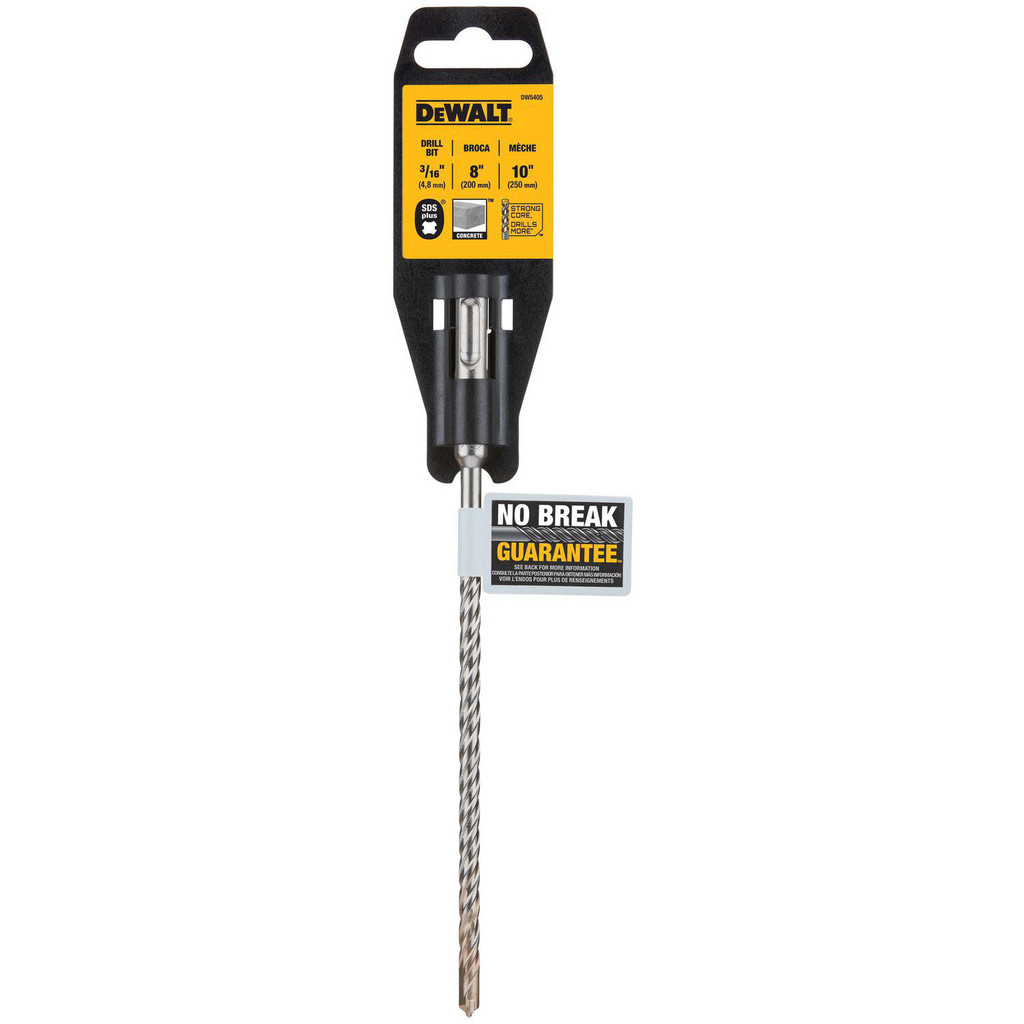 MSC Industrial | DeWALT 3/16" Diam, SDS-Plus Shank, Carbide-Tipped Rotary & Hammer Drill Bit - 8" Usable Length, 10" OAL | Part #DW5405