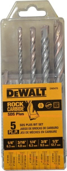 DeWALT - Drill Bit Set: Hammer 5 Pc, 135 °, Carbide Tipped - 06976278 - MSC Industrial Supply