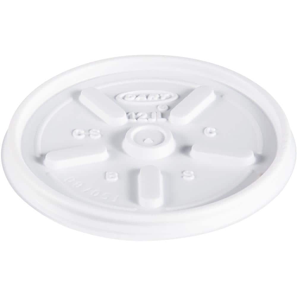 Dart DCC12JL Cup Lid: Fits 12 oz Hot & Cold Foam Cups, Dome, Polystyrene, 1,000 Pc, White 