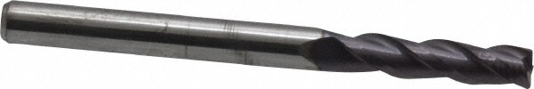 Corner Radius End Mill: 1/8" Dia, 1/2" LOC, 0.01" Radius, 3 Flutes, Solid Carbide