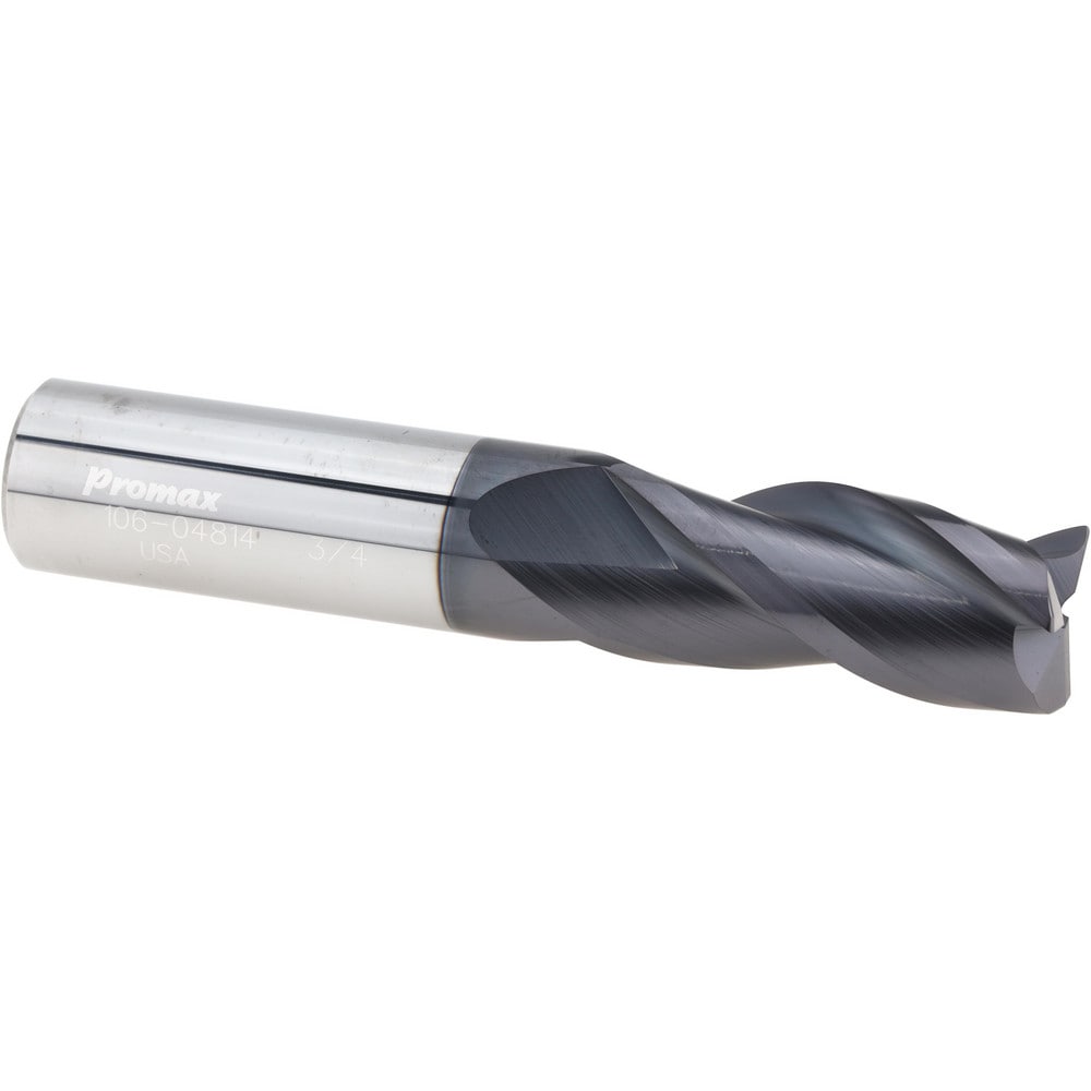 Corner Radius End Mill: 1/2" Dia, 1-5/8" LOC, 0.0300" Radius, 3 Flute, Solid Carbide