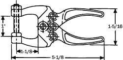 Plier Clamps; Plier Shape: C-Style ; Load Capacity (Lb.): 200.00 ; Throat Depth (Decimal Inch): 1.1300 ; Maximum Jaw Capacity (mm): 25.40 ; Overall Length (mm): 130.30 ; Overall Length (Inch): 5.1300