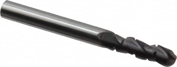 ProMax 122-01614 Ball End Mill: 0.25" Dia, 0.75" LOC, 3 Flute, Solid Carbide 