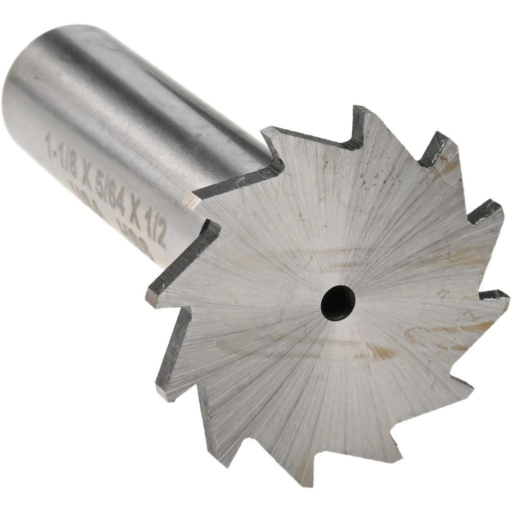 Made in USA | Value Collection Woodruff Keyseat Cutter: 1-1/8" Cut Dia, 5/64" Cut Width, 1/2" Shank Dia, Straight Tooth - 2-3/16" OAL, 16 Tooth, High
