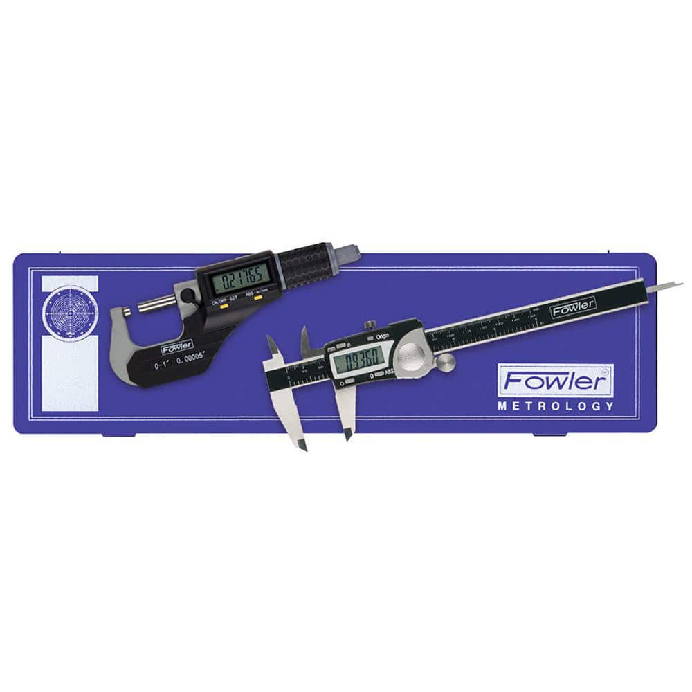 FOWLER 54-004-850 Machinist Caliper & Micrometer Kit: 3 pc, 0" Caliper 