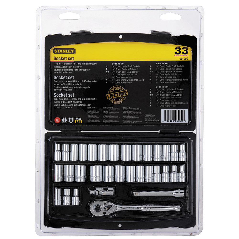 Stanley Socket Sets; Set Type Socket Set; Drive Size 1/4 in