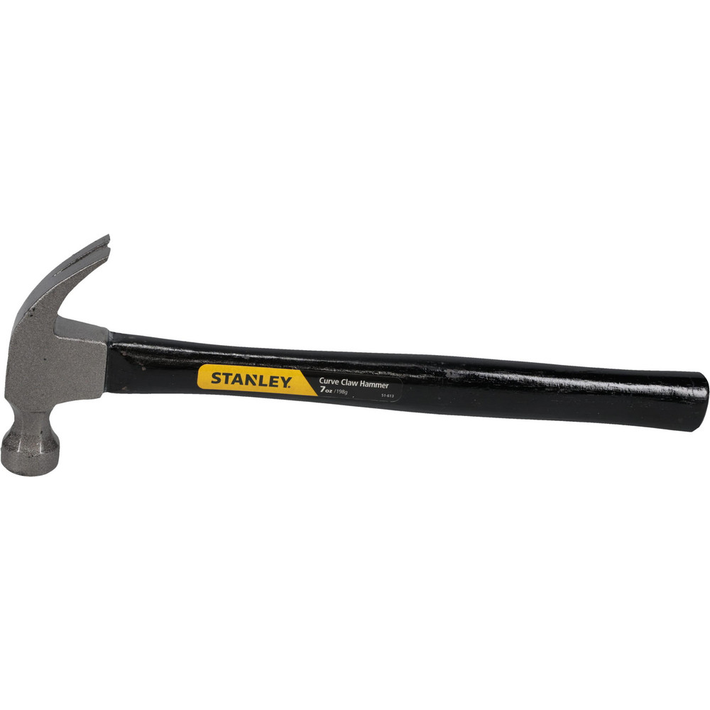 7/16 Lb Head, Curved Claw Nail Hammer - 11-1/2" OAL, Carbon Steel Head, Smooth Face, Wood Handle