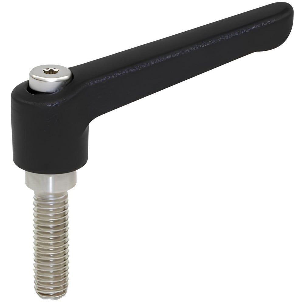 Adjustable Clamping Handle: 1/4-20 Thread, 0.39" Hub Dia, Fiberglass Reinforced Nylon Thermoplastic