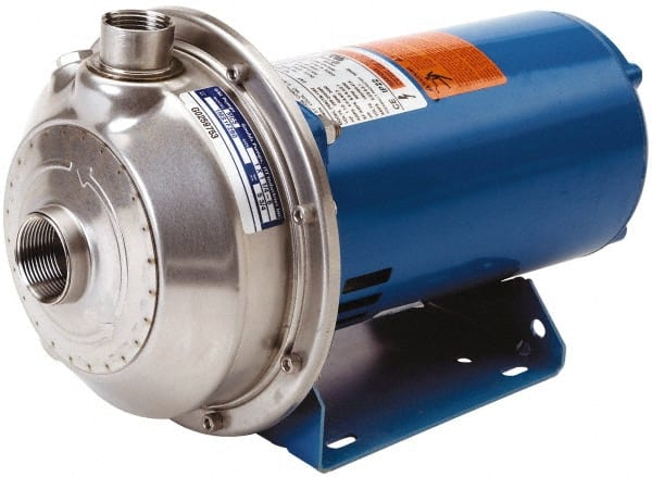 AC Straight Pump: 208 to 230/460V, 12.2/6.1A, 1/2 hp, 3 Phase, 316L Stainless Steel Housing, 316L Stainless Steel Impeller