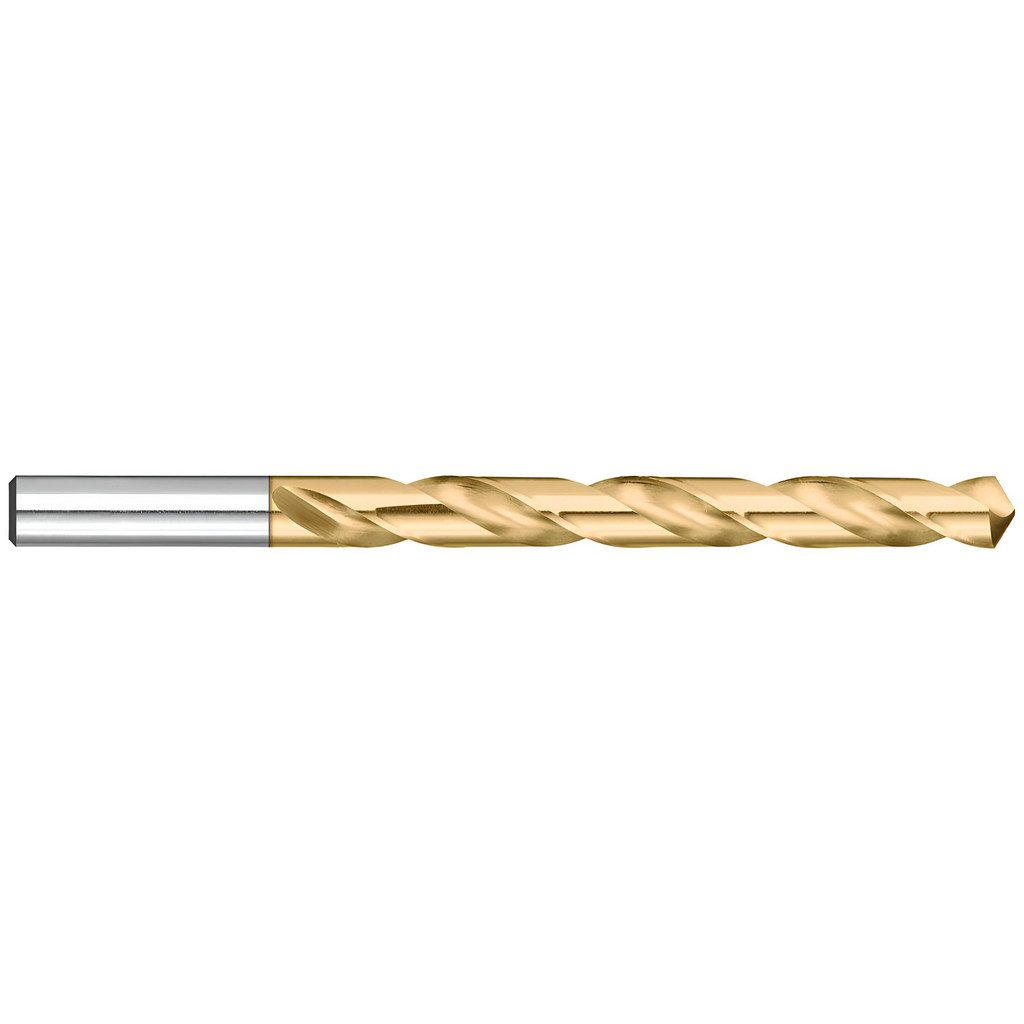 Titan USA Jobber Length Drill Bit: Letter T (0.3580) Dia, 118 deg, HSS - TiN Finish, 4-7/8" OAL, Right Hand Cut, Regular Spiral Flute, Straight