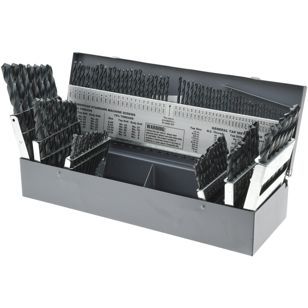 Drill Bit Set: Jobber Length Drill Bits, 115 Pc, 0.04" to 0.5" Drill Bit Size, 118 °, High Speed Steel