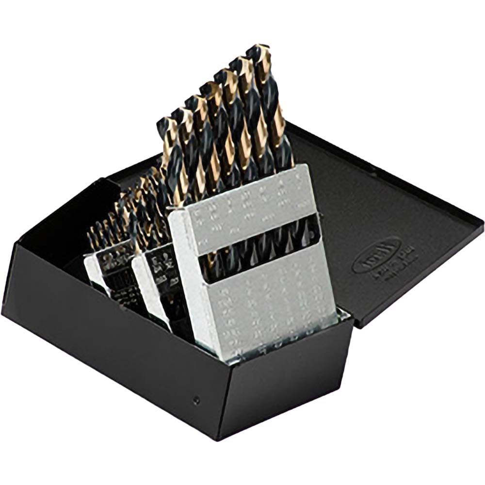 Titan USA MS99030 Drill Bit Set: Jobber Length Drill Bits, 29 Pc, 0.0625" to 0.5" Drill Bit Size, 135 °, High Speed Steel Image