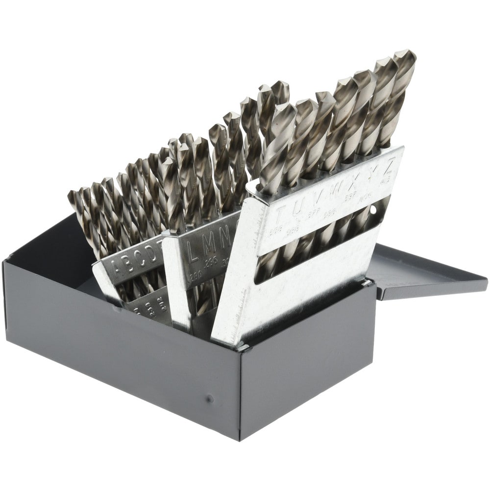 Drill Bit Set: Jobber Length Drill Bits, 26 Pc, 118 °, High Speed Steel