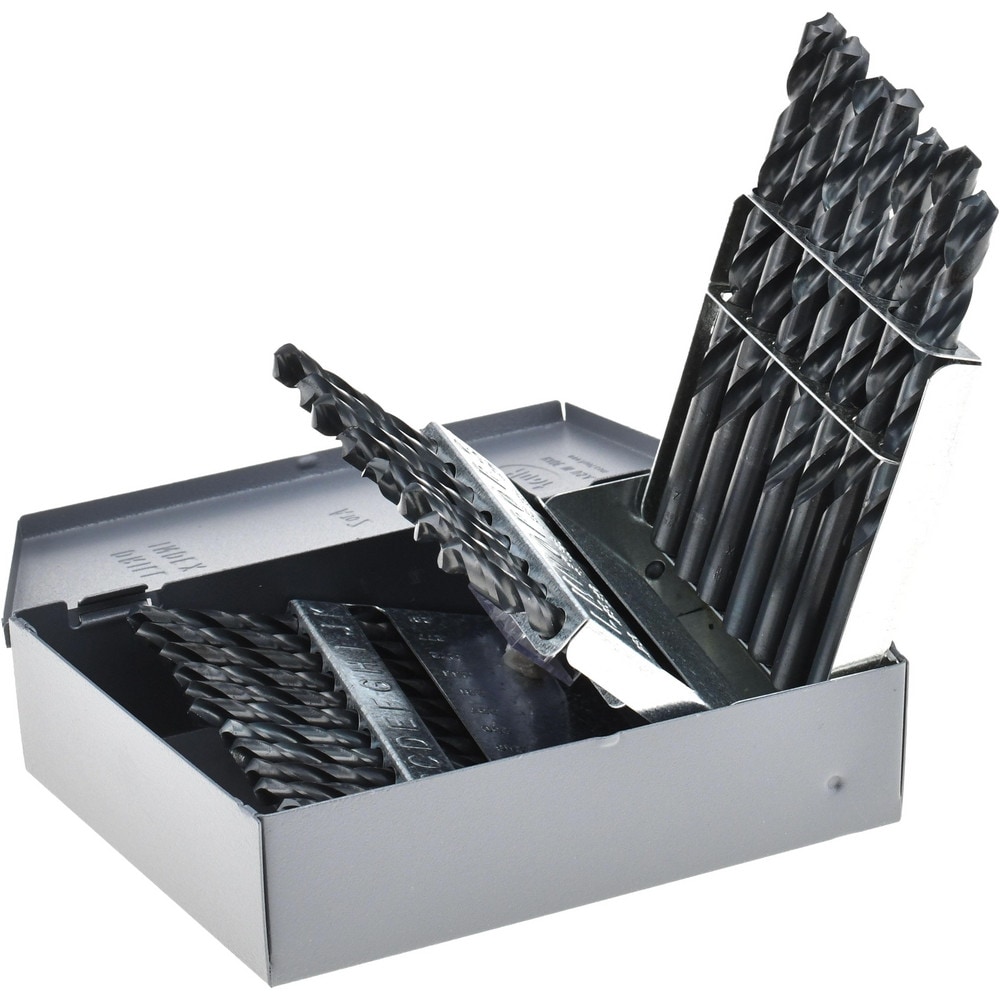 Drill Bit Set: Jobber Length Drill Bits, 26 Pc, 118 °, High Speed Steel