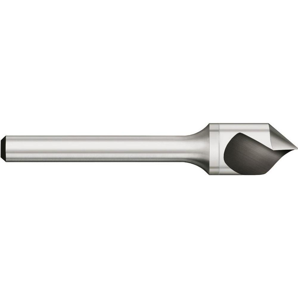 Titan USA Countersink: 1/4" Head Dia, 100 deg Included Angle, 1 Flute, Solid Carbide, Right Hand Cut - 1/4" Shank Dia, 2" OAL, Bright/Uncoated Finish