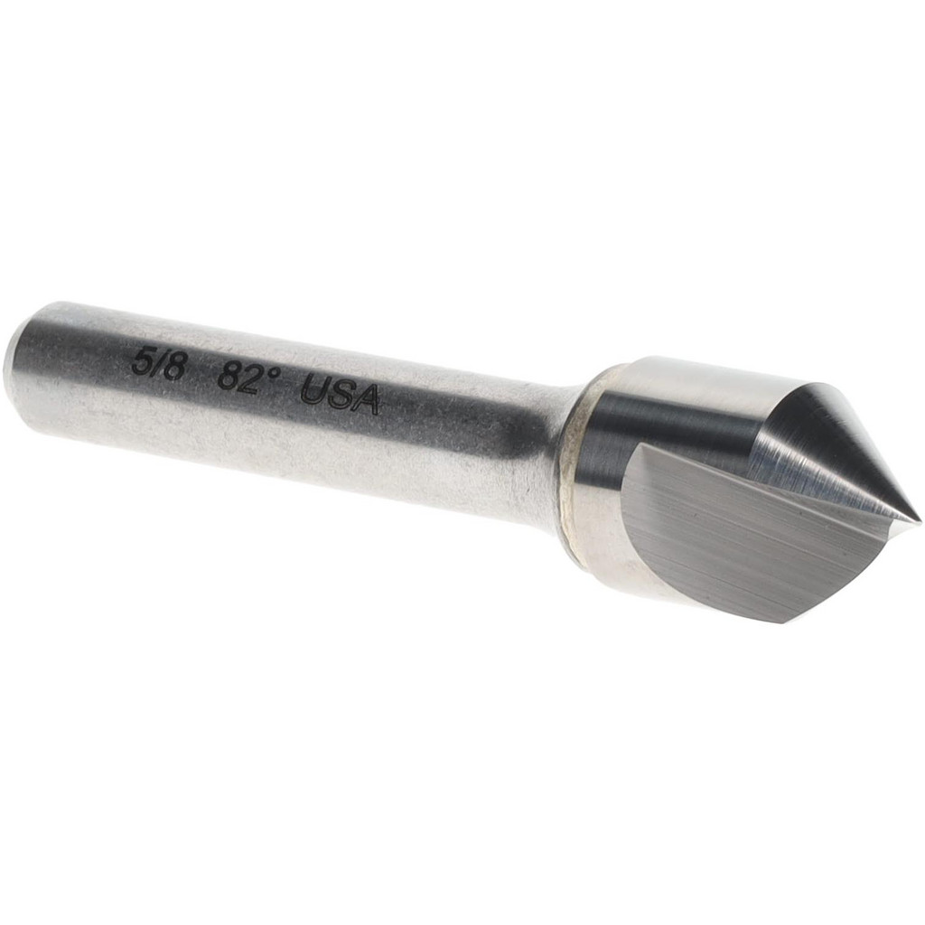 Titan USA Countersink: 5/8" Head Dia, 82 deg Included Angle, 1 Flute, Solid Carbide, Right Hand Cut - 3/8" Shank Dia, 2-3/4" OAL, Bright/Uncoated