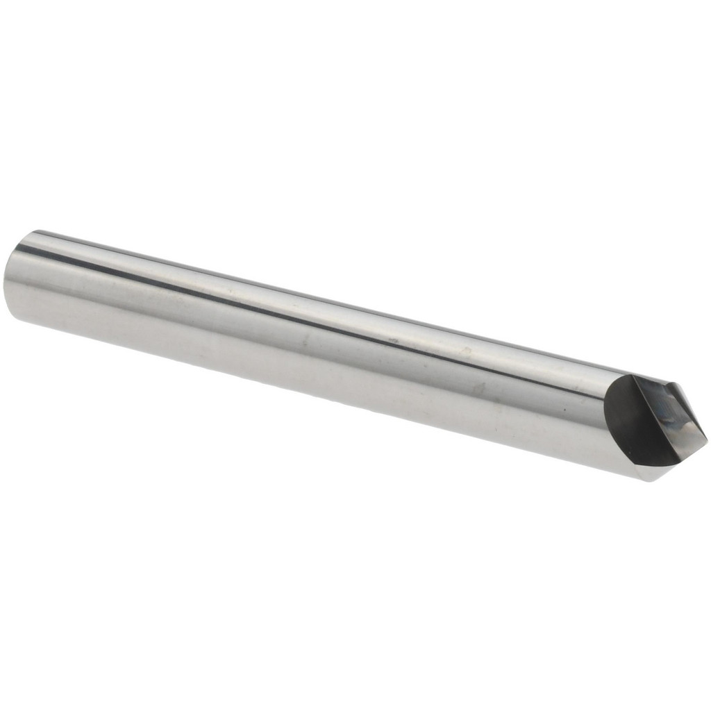 Titan USA Countersink: 1/4" Head Dia, 90 deg Included Angle, 1 Flute, Solid Carbide, Right Hand Cut - 1/4" Shank Dia, 2" OAL, Bright/Uncoated Finish