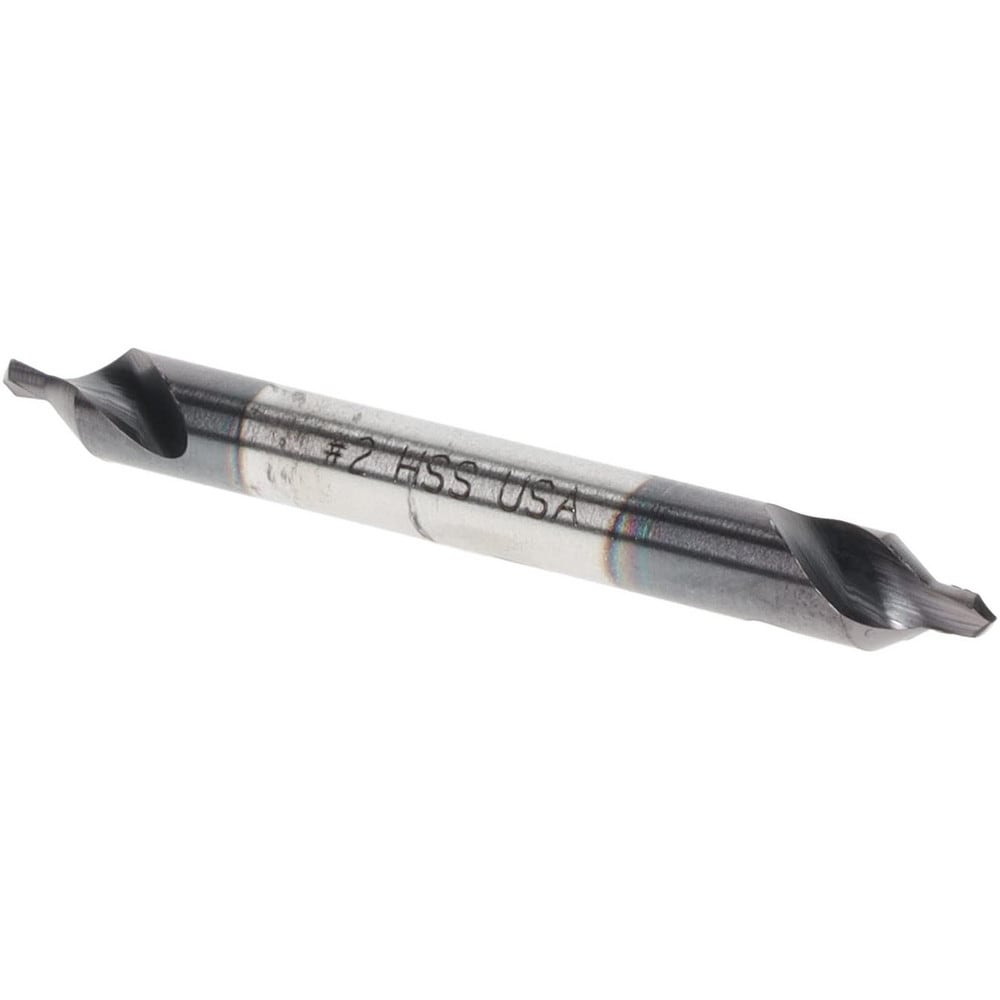 Combo Drill & Countersink: #2, 3/16" Body Dia, 1180, High Speed Steel