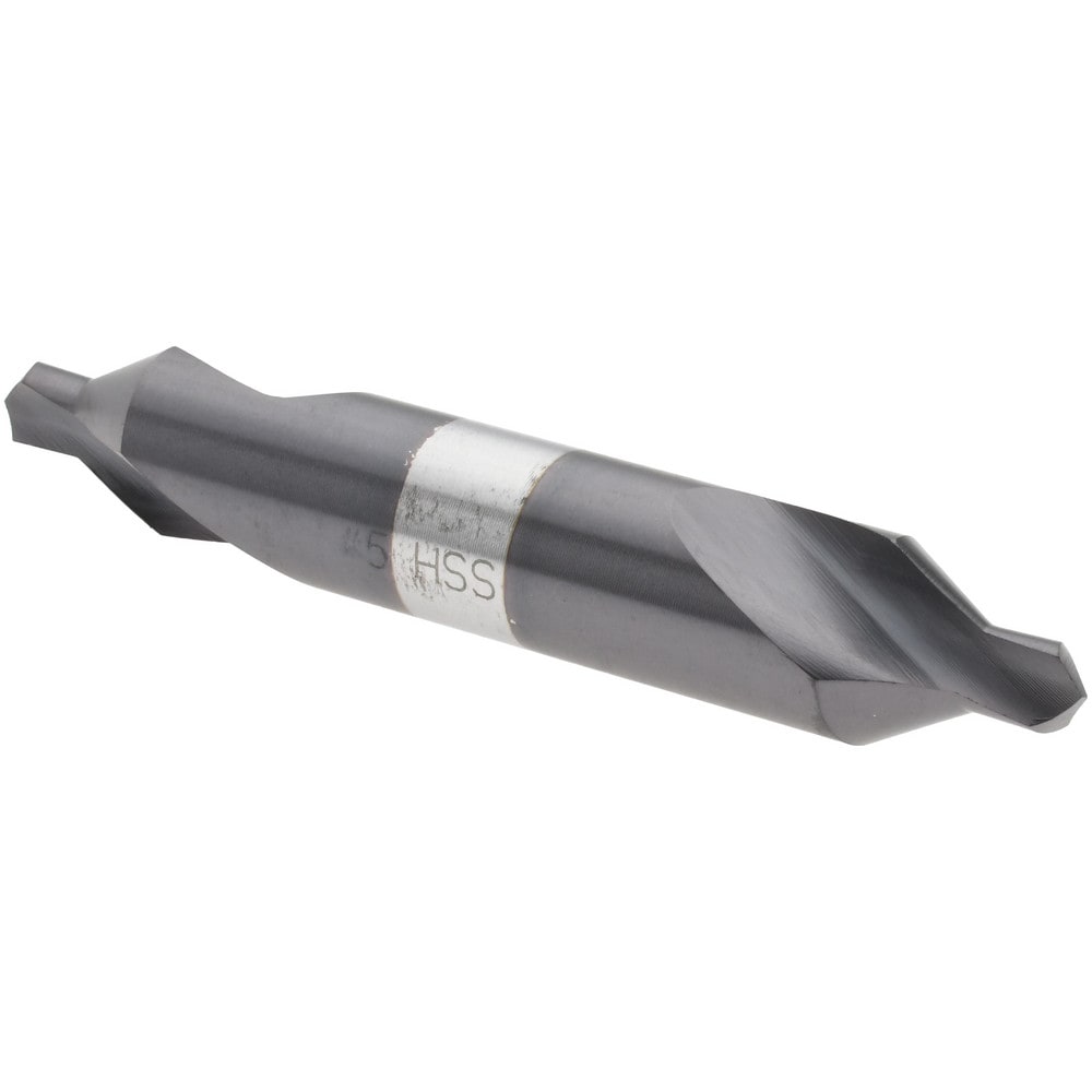 Combo Drill & Countersink: #5, 7/16" Body Dia, 1180, High Speed Steel