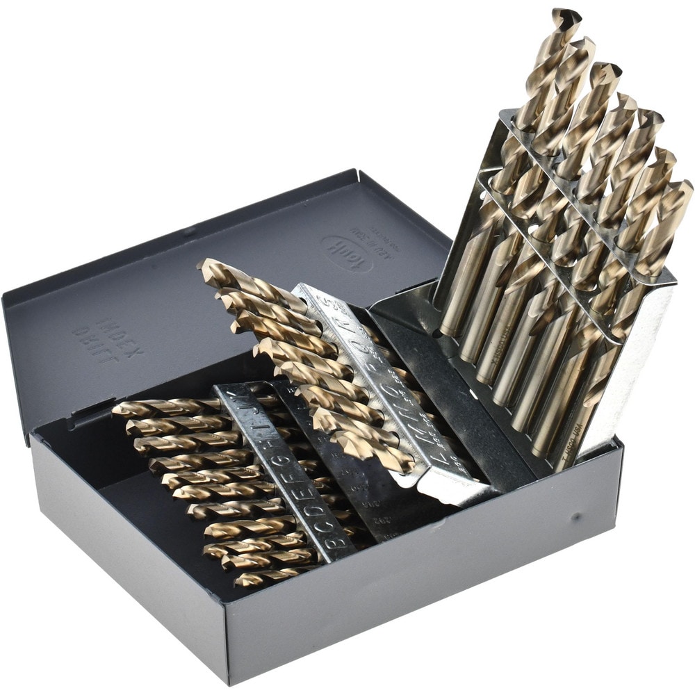 Drill Bit Set: Jobber Length Drill Bits, 26 Pc, 135 °, Cobalt