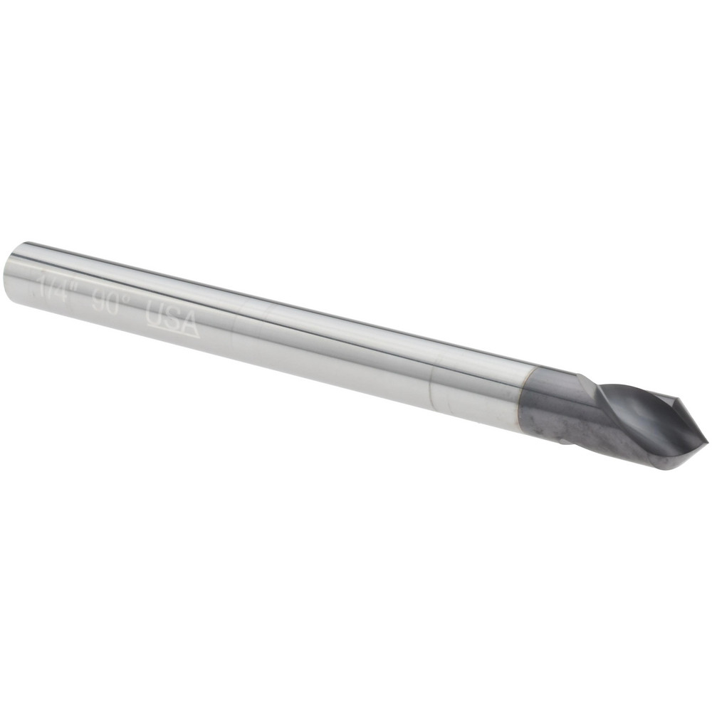 Spotting Drill: 1/4" Dia, 90 ° Point, 3" OAL, Solid Carbide