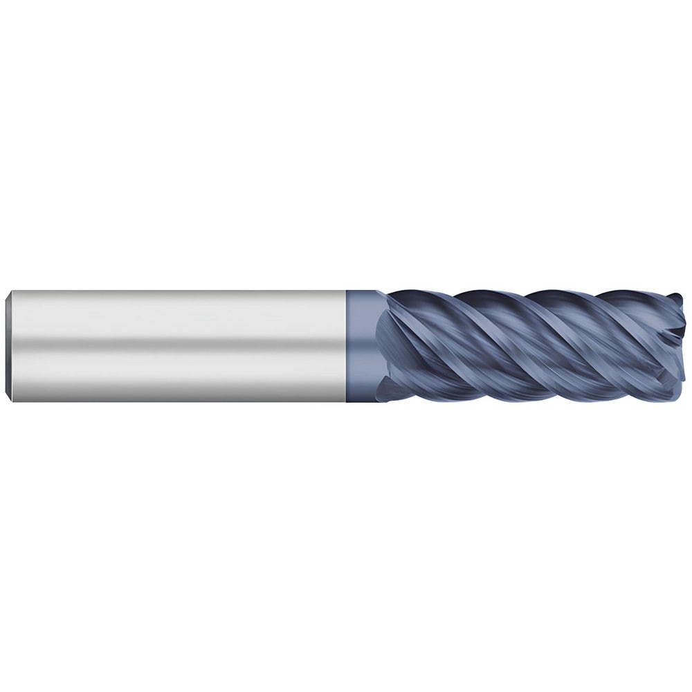 Corner Radius End Mill: 3/8" Dia, 0.3750" Dia, 1.0000" LOC, 0.0200" Radius, 5 Flute, Solid Carbide