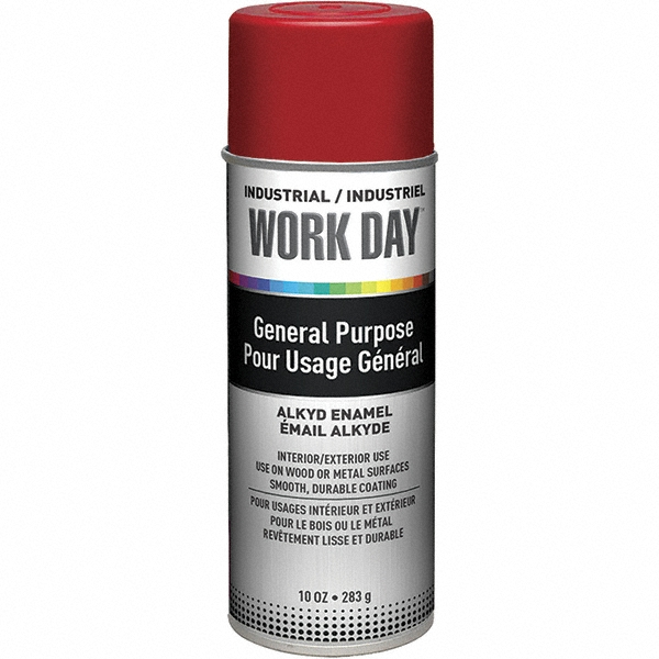 Enamel Spray Paint: Red, Gloss, 10 oz
