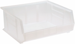 Quantum Storage 16-1/2" Wide x 14-3/4" Deep x 7" High Hopper Stacking Bin - Clear, Polypropylene, 75 Lb Capacity | Part #QUS250CL