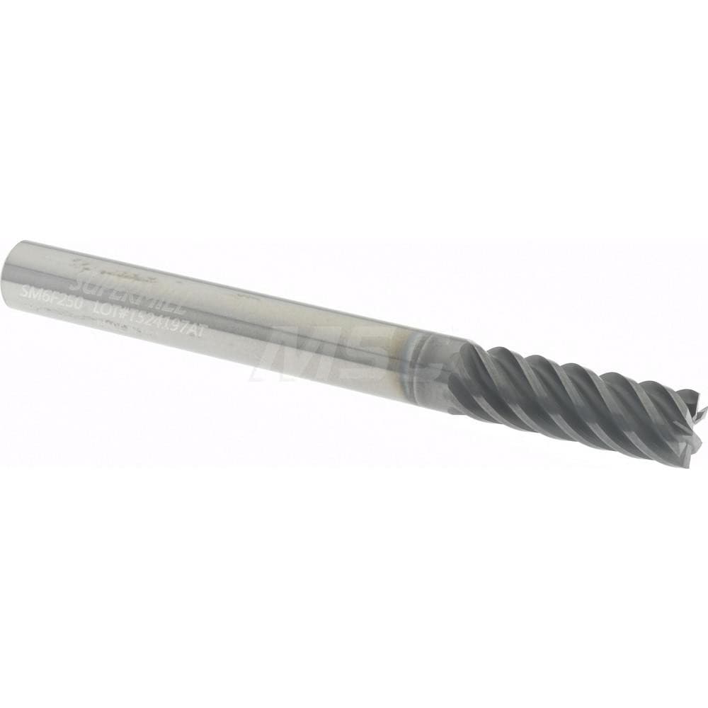 Supermill SM6F250 Square End Mill: 1/4 Dia, 3/4 LOC, 1/4 Shank Dia, 2-1/2 OAL, 6 Flutes, Solid Carbide Image