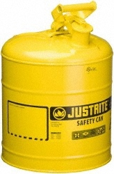 Safety Can: 5 gal, Steel - 16-7/8" High, 11-3/4" Dia, Yellow
