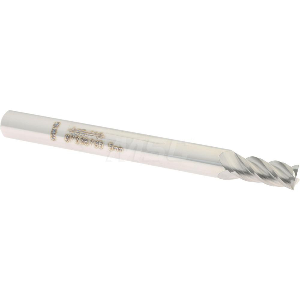 Square End Mill: 0.1969'' Dia, 0.3937'' LOC, 4 Flutes, Solid Carbide