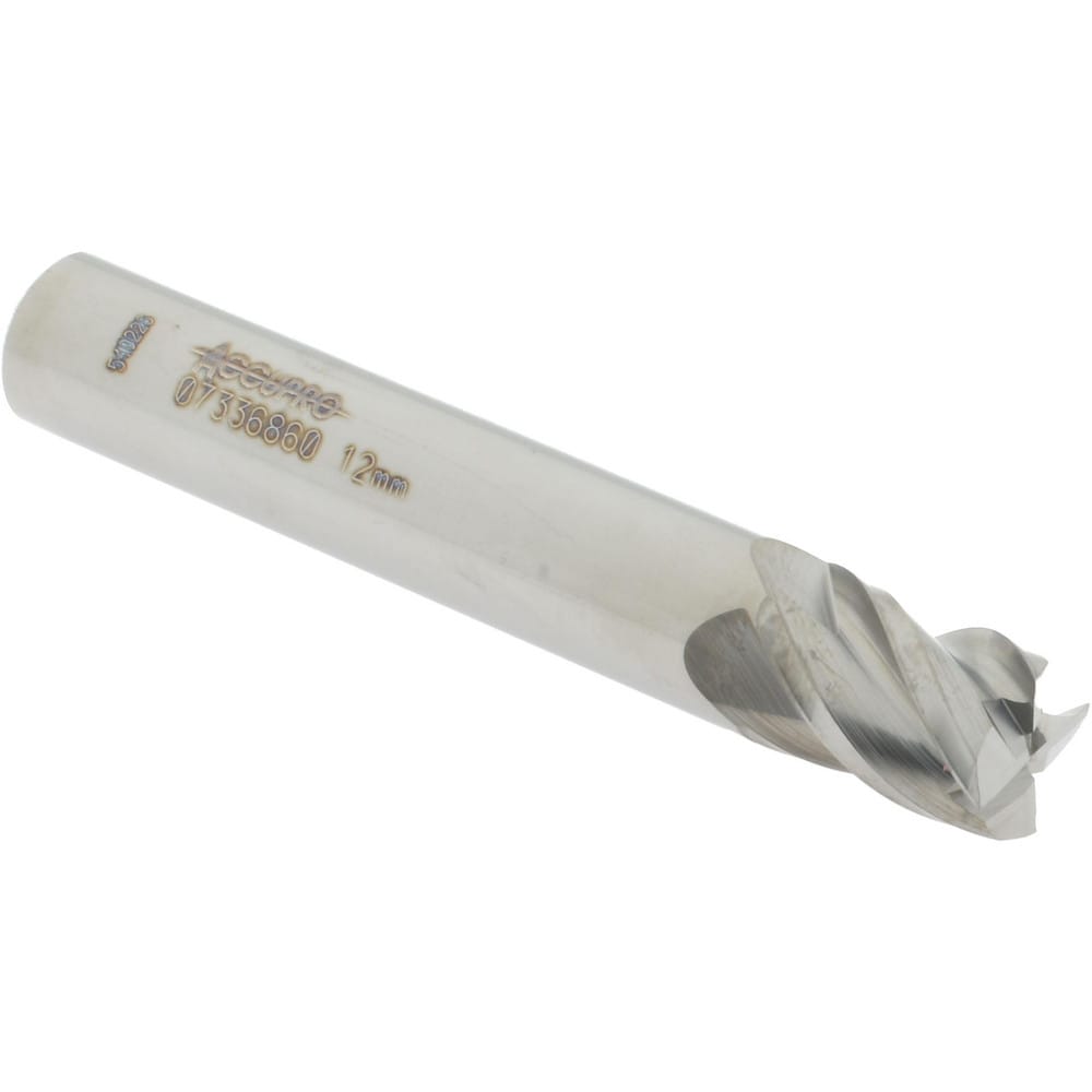 Accupro 12182922 Square End Mill: 0.4724 Dia, 0.6299 LOC, 4 Flutes, Solid Carbide 