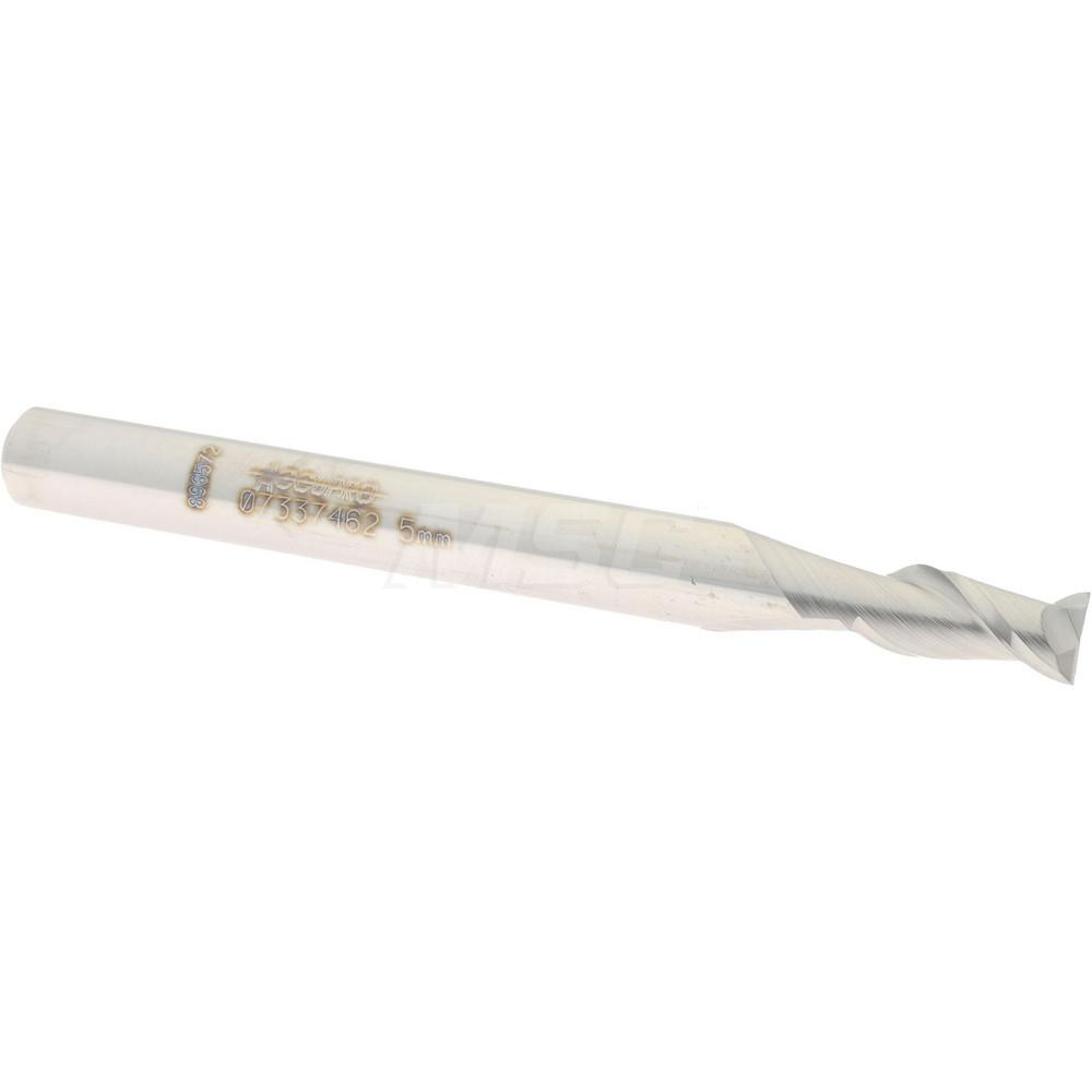 Square End Mill: 0.1969'' Dia, 0.3937'' LOC, 2 Flutes, Solid Carbide