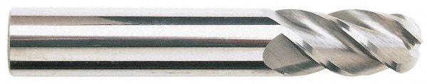 Ball End Mill: 0.4331" Dia, 0.5512" LOC, 4 Flute, Solid Carbide