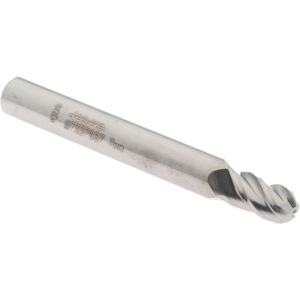12184784 Ball End Mill: 0.2756" Dia, 0.4724" LOC, 4 Flute, Solid Carbide  