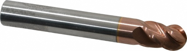12184817 Ball End Mill: 0.3937" Dia, 0.5512" LOC, 4 Flute, Solid Carbide  