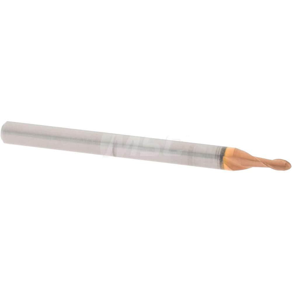 Ball End Mill: 0.059" Dia, 0.1181" LOC, 2 Flute, Solid Carbide