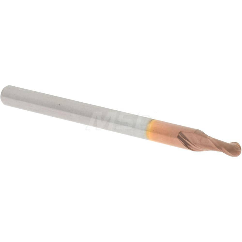 Ball End Mill: 0.079" Dia, 0.1575" LOC, 2 Flute, Solid Carbide