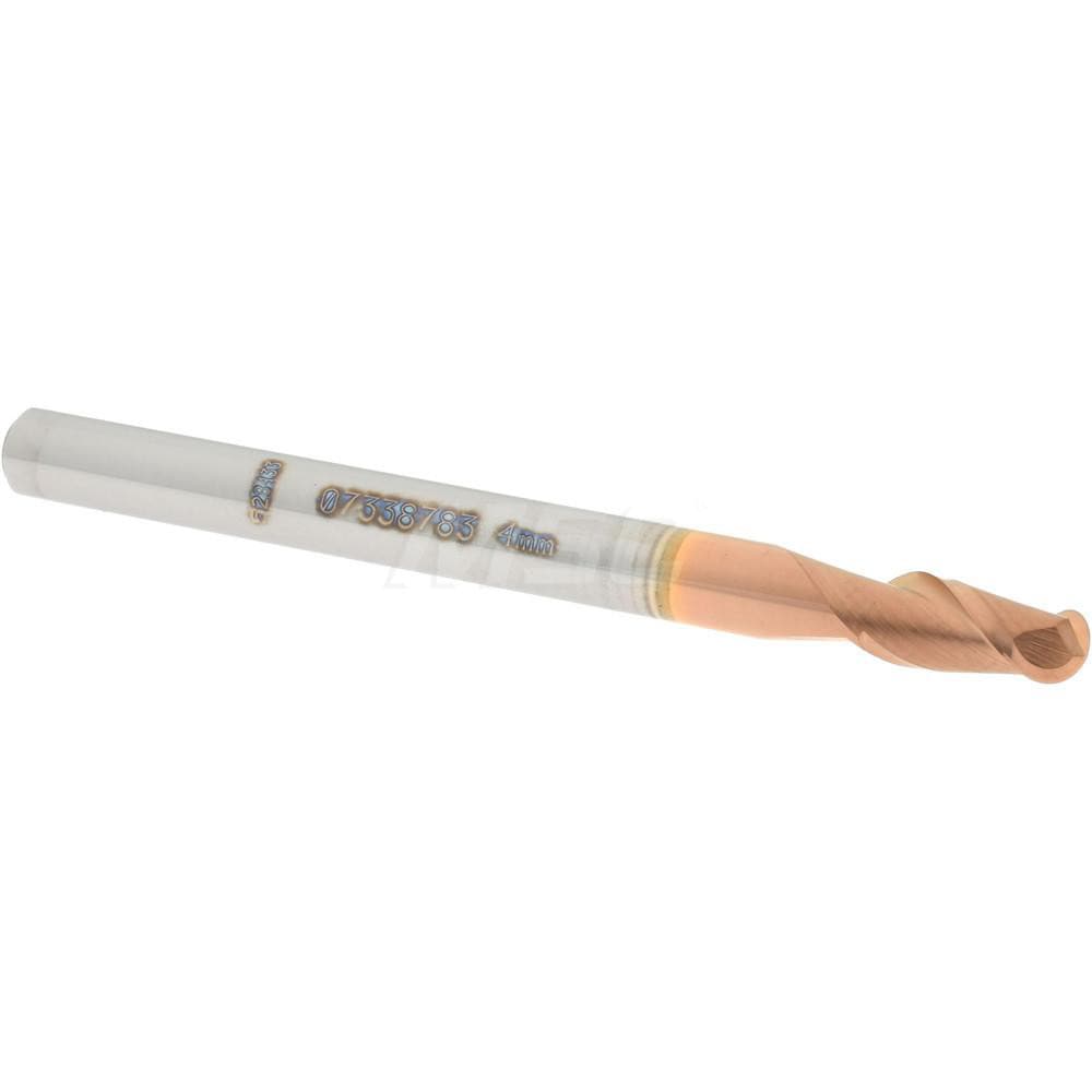 Ball End Mill: 0.1575" Dia, 0.315" LOC, 2 Flute, Solid Carbide