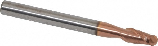 Accupro 12184125 Ball End Mill: 0.2362" Dia, 0.4724" LOC, 2 Flute, Solid Carbide 