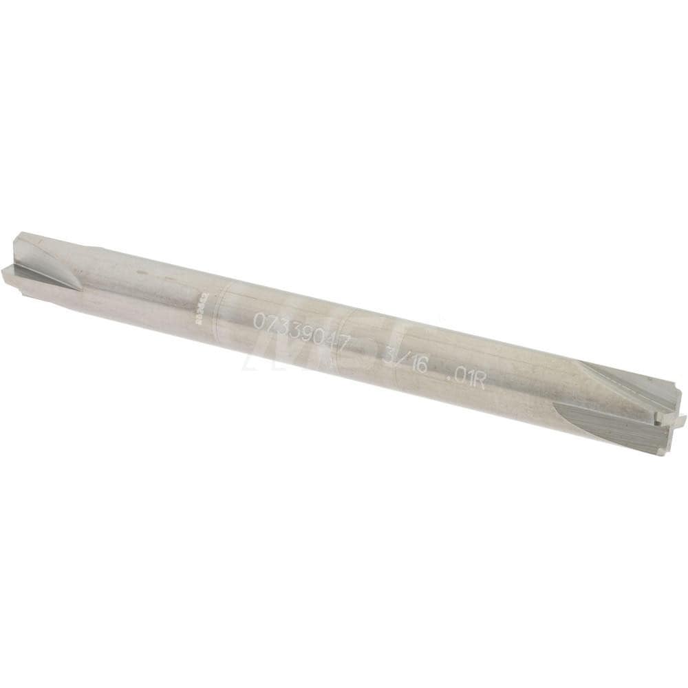 Corner Rounding End Mill: 0.01" Radius, 3/16" Diam, 4 Flutes, Solid Carbide