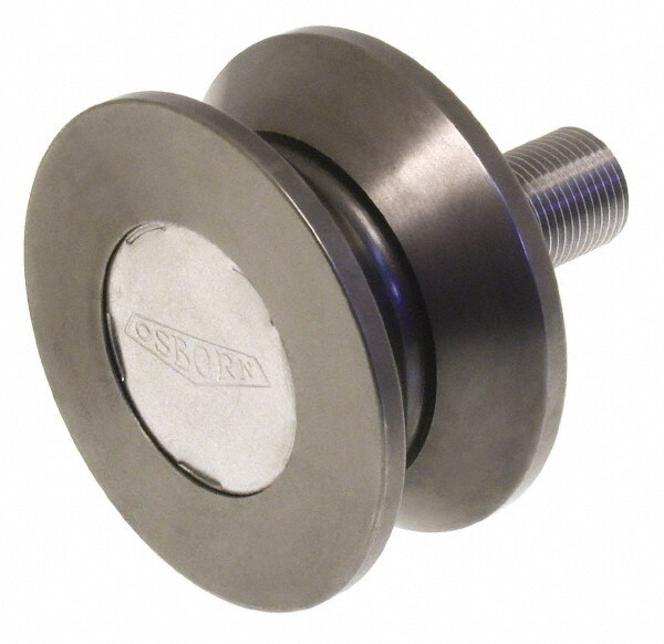 V-Groove Cam Follower: 4-1/2" Roller Dia, 2" Roller Width, 2-1/2" Stud Length