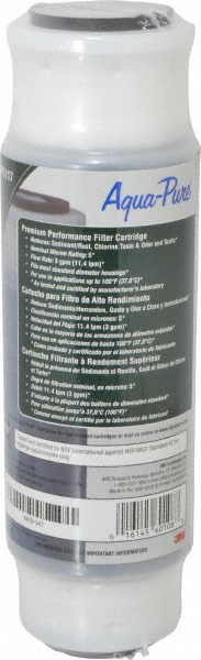 Plumbing Cartridge Filter: 3" OD, 9-3/4" Long, 5 micron, Cellulose Fiber - Reduces Dirt, Odor, Rust, Scale & Taste, Use with SS12 & SS4