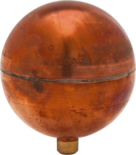 3" Diam, Spherical, Round Spud Connection, Metal Float